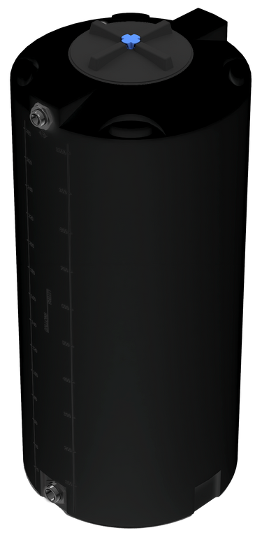 300 GAL PROCHEM® POTABLE WATER TANK W/BULKHEAD FITTINGS - LPE 1.0 FDA - BLACK - DIA 35